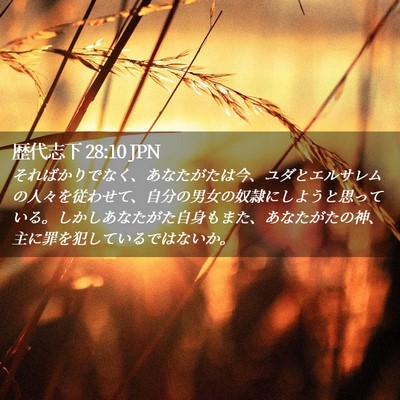 Picture 02 - 歴代志下 28:10 JPN - そればかりでなく、あなたがたは今 - Bible Verse Picture