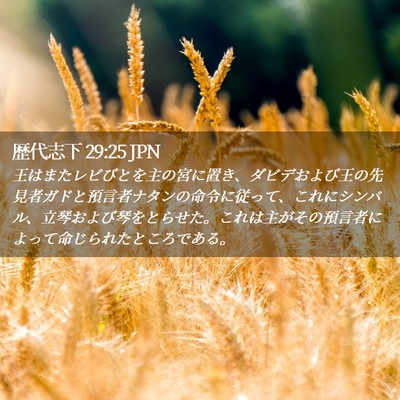 Picture 02 - 歴代志下 29:25 JPN - 王はまたレビびとを主の宮に置き、 - Bible Verse Picture