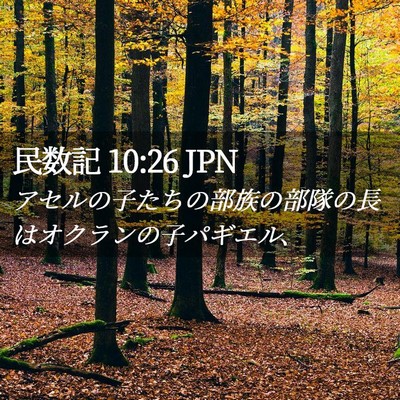 Picture 02 - 民数記 10:26 JPN - アセルの子たちの部族の部隊の長は - Bible Verse Picture