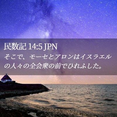 Picture 02 - 民数記 14:5 JPN - そこで、モーセとアロンはイスラエ - Bible Verse Picture