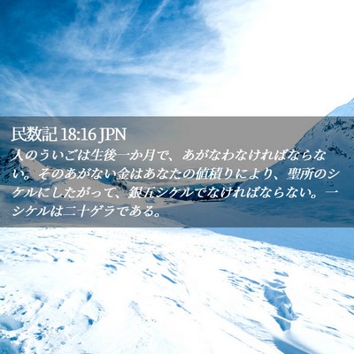 Picture 02 - 民数記 18:16 JPN - 人のういごは生後一か月で、あがな - Bible Verse Picture