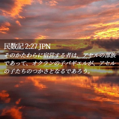 Picture 02 - 民数記 2:27 JPN - そのかたわらに宿営する者は、アセ - Bible Verse Picture