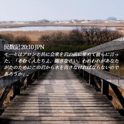 Picture 02 - 民数記 20:10 JPN - モーセはアロンと共に会衆を岩の前 - Bible Verse Picture