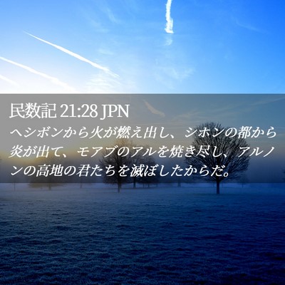 Picture 02 - 民数記 21:28 JPN - ヘシボンから火が燃え出し、シホン - Bible Verse Picture