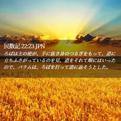 Picture 02 - 民数記 22:23 JPN - ろばは主の使が、手に抜き身のつる - Bible Verse Picture