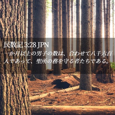 Picture 02 - 民数記 3:28 JPN - 一か月以上の男子の数は、合わせて - Bible Verse Picture