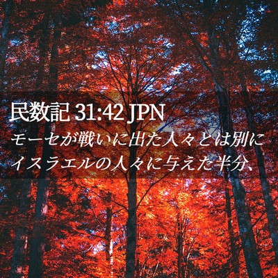 Picture 02 - 民数記 31:42 JPN - モーセが戦いに出た人々とは別にイ - Bible Verse Picture