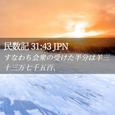Picture 02 - 民数記 31:43 JPN - すなわち会衆の受けた半分は羊三十 - Bible Verse Picture