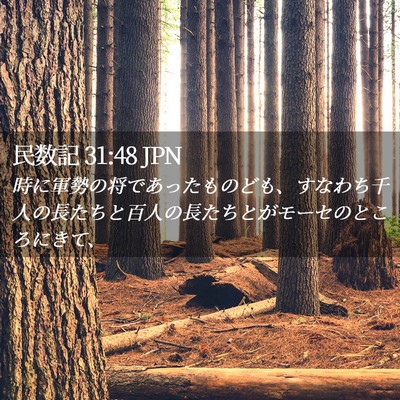 Picture 02 - 民数記 31:48 JPN - 時に軍勢の将であったものども、す - Bible Verse Picture