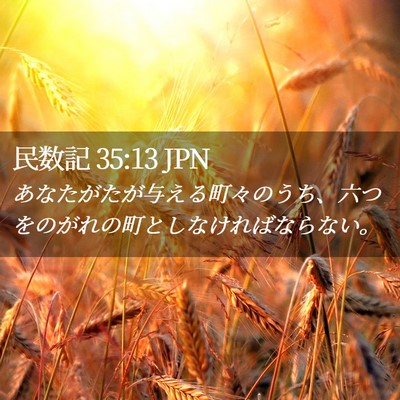 Picture 02 - 民数記 35:13 JPN - あなたがたが与える町々のうち、六 - Bible Verse Picture