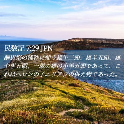 Picture 02 - 民数記 7:29 JPN - 酬恩祭の犠牲に使う雄牛二頭、雄羊 - Bible Verse Picture