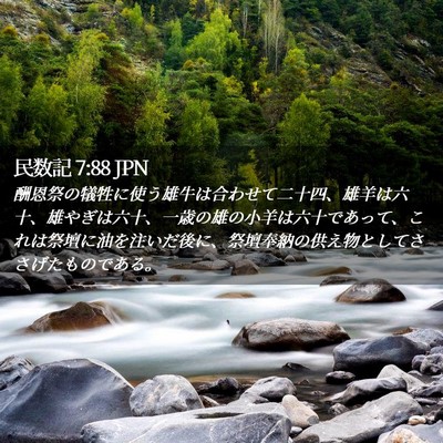 Picture 02 - 民数記 7:88 JPN - 酬恩祭の犠牲に使う雄牛は合わせて - Bible Verse Picture