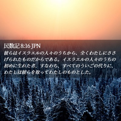 Picture 02 - 民数記 8:16 JPN - 彼らはイスラエルの人々のうちから - Bible Verse Picture