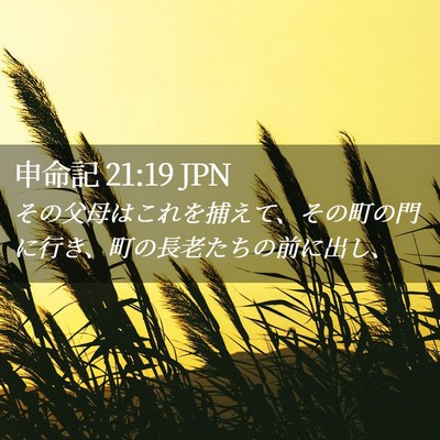 Picture 02 - 申命記 21:19 JPN - その父母はこれを捕えて、その町の - Bible Verse Picture