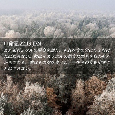 Picture 02 - 申命記 22:19 JPN - また銀百シケルの罰金を課し、それ - Bible Verse Picture