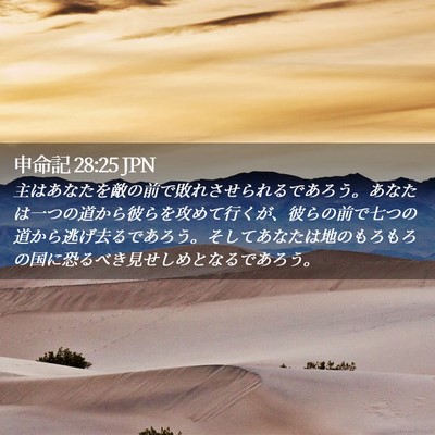 Picture 02 - 申命記 28:25 JPN - 主はあなたを敵の前で敗れさせられ - Bible Verse Picture
