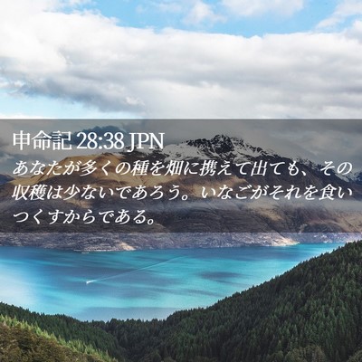 Picture 02 - 申命記 28:38 JPN - あなたが多くの種を畑に携えて出て - Bible Verse Picture