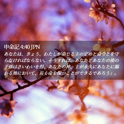 Picture 02 - 申命記 4:40 JPN - あなたは、きょう、わたしが命じる - Bible Verse Picture