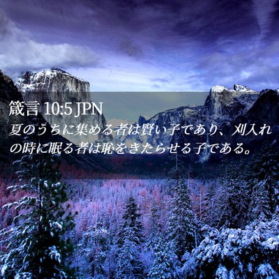 Picture 02 - 箴言 10:5 JPN - 夏のうちに集める者は賢い子であり - Bible Verse Picture