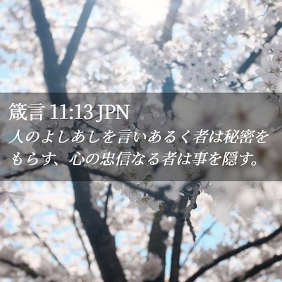 Picture 02 - 箴言 11:13 JPN - 人のよしあしを言いあるく者は秘密 - Bible Verse Picture