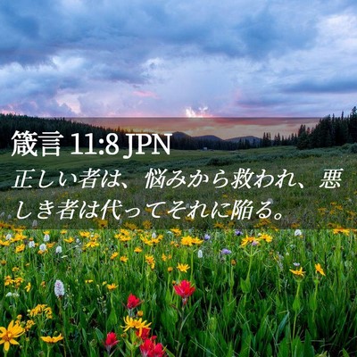 Picture 02 - 箴言 11:8 JPN - 正しい者は、悩みから救われ、悪し - Bible Verse Picture