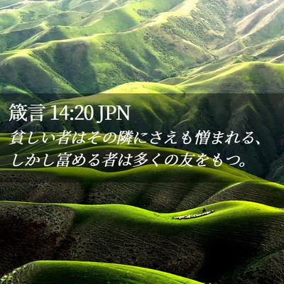 Picture 02 - 箴言 14:20 JPN - 貧しい者はその隣にさえも憎まれる - Bible Verse Picture