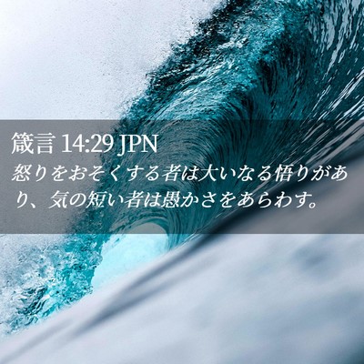 Picture 02 - 箴言 14:29 JPN - 怒りをおそくする者は大いなる悟り - Bible Verse Picture