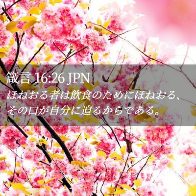 Picture 02 - 箴言 16:26 JPN - ほねおる者は飲食のためにほねおる - Bible Verse Picture