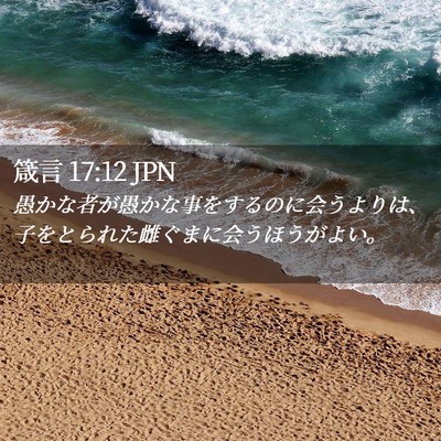 Picture 02 - 箴言 17:12 JPN - 愚かな者が愚かな事をするのに会う - Bible Verse Picture