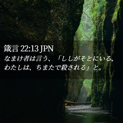 Picture 02 - 箴言 22:13 JPN - なまけ者は言う、「ししがそとにい - Bible Verse Picture