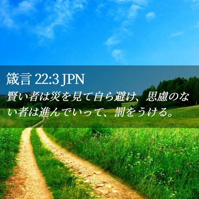 Picture 02 - 箴言 22:3 JPN - 賢い者は災を見て自ら避け、思慮の - Bible Verse Picture