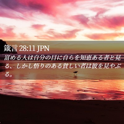 Picture 02 - 箴言 28:11 JPN - 富める人は自分の目に自らを知恵あ - Bible Verse Picture