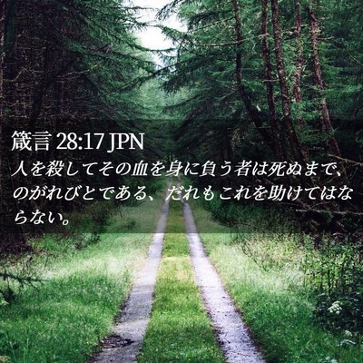 Picture 02 - 箴言 28:17 JPN - 人を殺してその血を身に負う者は死 - Bible Verse Picture