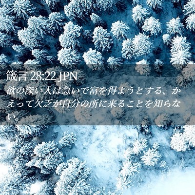 Picture 02 - 箴言 28:22 JPN - 欲の深い人は急いで富を得ようとす - Bible Verse Picture