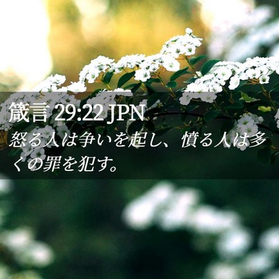 Picture 02 - 箴言 29:22 JPN - 怒る人は争いを起し、憤る人は多く - Bible Verse Picture
