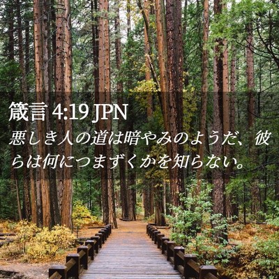 Picture 02 - 箴言 4:19 JPN - 悪しき人の道は暗やみのようだ、彼 - Bible Verse Picture
