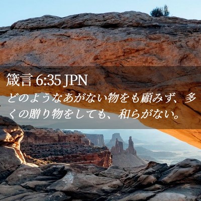 Picture 02 - 箴言 6:35 JPN - どのようなあがない物をも顧みず、 - Bible Verse Picture