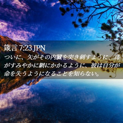 Picture 02 - 箴言 7:23 JPN - ついに、矢がその内臓を突き刺すよ - Bible Verse Picture