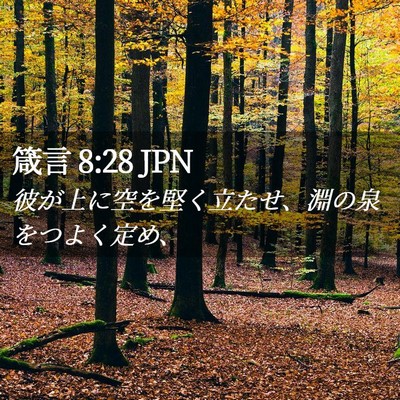 Picture 02 - 箴言 8:28 JPN - 彼が上に空を堅く立たせ、淵の泉を - Bible Verse Picture