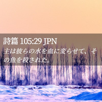 Picture 02 - 詩篇 105:29 JPN - 主は彼らの水を血に変らせて、その - Bible Verse Picture