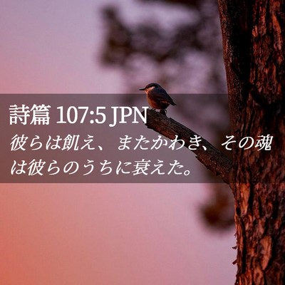 Picture 02 - 詩篇 107:5 JPN - 彼らは飢え、またかわき、その魂は - Bible Verse Picture