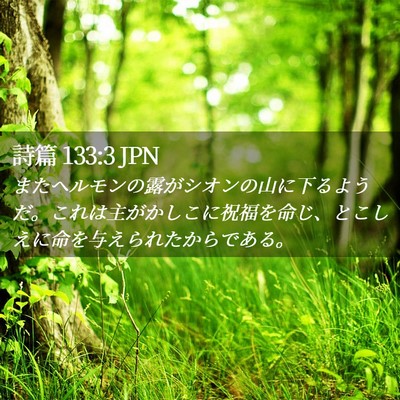 Picture 02 - 詩篇 133:3 JPN - またヘルモンの露がシオンの山に下 - Bible Verse Picture