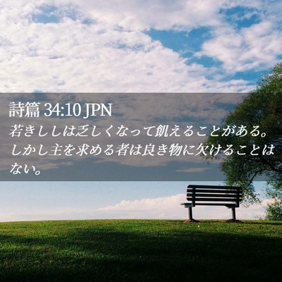 Picture 02 - 詩篇 34:10 JPN - 若きししは乏しくなって飢えること - Bible Verse Picture
