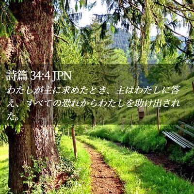 Picture 02 - 詩篇 34:4 JPN - わたしが主に求めたとき、主はわた - Bible Verse Picture