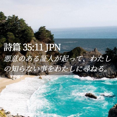 Picture 02 - 詩篇 35:11 JPN - 悪意のある証人が起って、わたしの - Bible Verse Picture