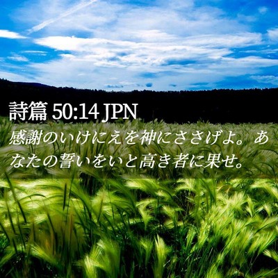 Picture 02 - 詩篇 50:14 JPN - 感謝のいけにえを神にささげよ。あ - Bible Verse Picture