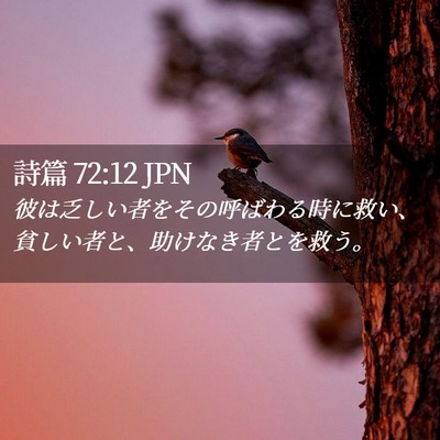 Picture 02 - 詩篇 72:12 JPN - 彼は乏しい者をその呼ばわる時に救 - Bible Verse Picture