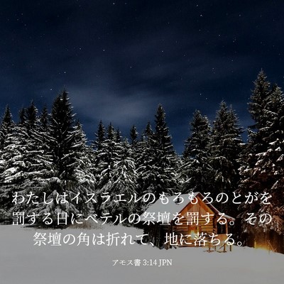 Picture 03 - アモス書 3:14 JPN - わたしはイスラエルのもろもろのと - Bible Verse Picture