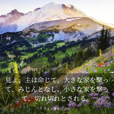 Picture 03 - アモス書 6:11 JPN - 見よ、主は命じて、大きな家を撃っ - Bible Verse Picture