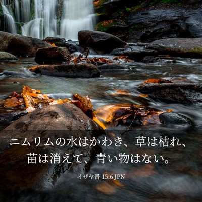 Picture 03 - イザヤ書 15:6 JPN - ニムリムの水はかわき、草は枯れ、 - Bible Verse Picture